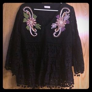 Embroidered top with pom Pom size small and medium